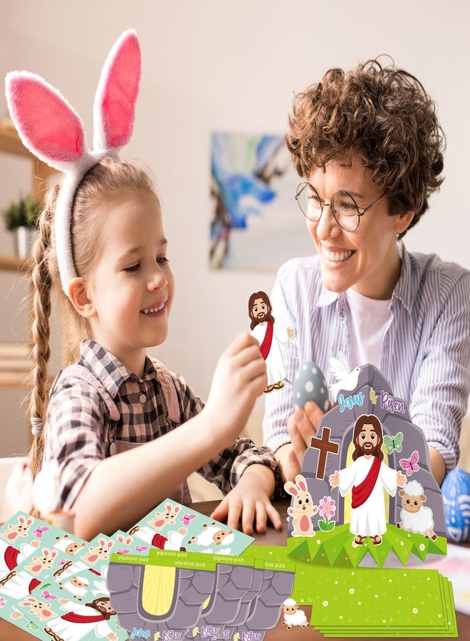FoszaSzept Easter Jesus Resurrection Scene Standable Craft Kit,Make Your Own He is Risen Diorama Craft, Christian Empty Tomb of Jesus Faith Religious Resurrection Bible for Classroom School Kid(20Set) - Image 5